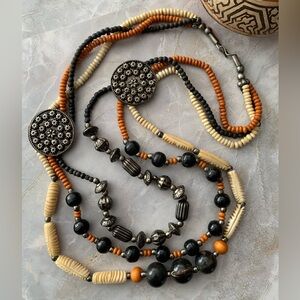 Vintage Berber Moroccan Multi-Strand Bone Beaded Tribal Necklace